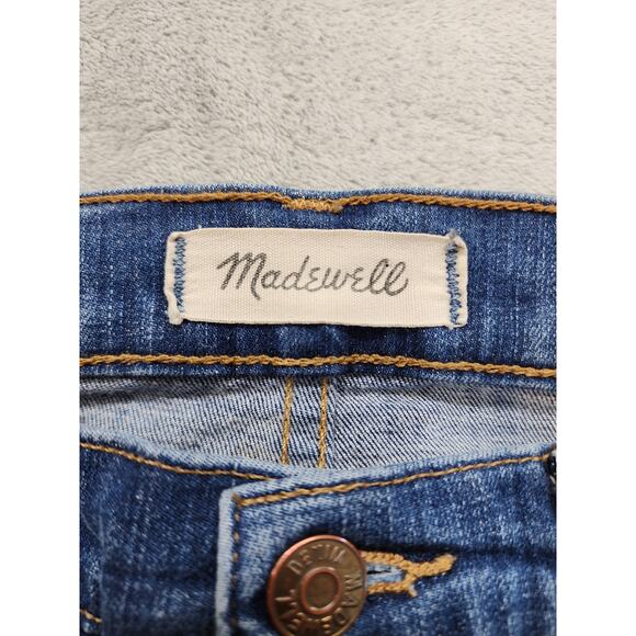 Madewell 10” High Riser Skinny Skinny Jeans Size 25 Blue Raw Hem Button Fly - Picture 6 of 15